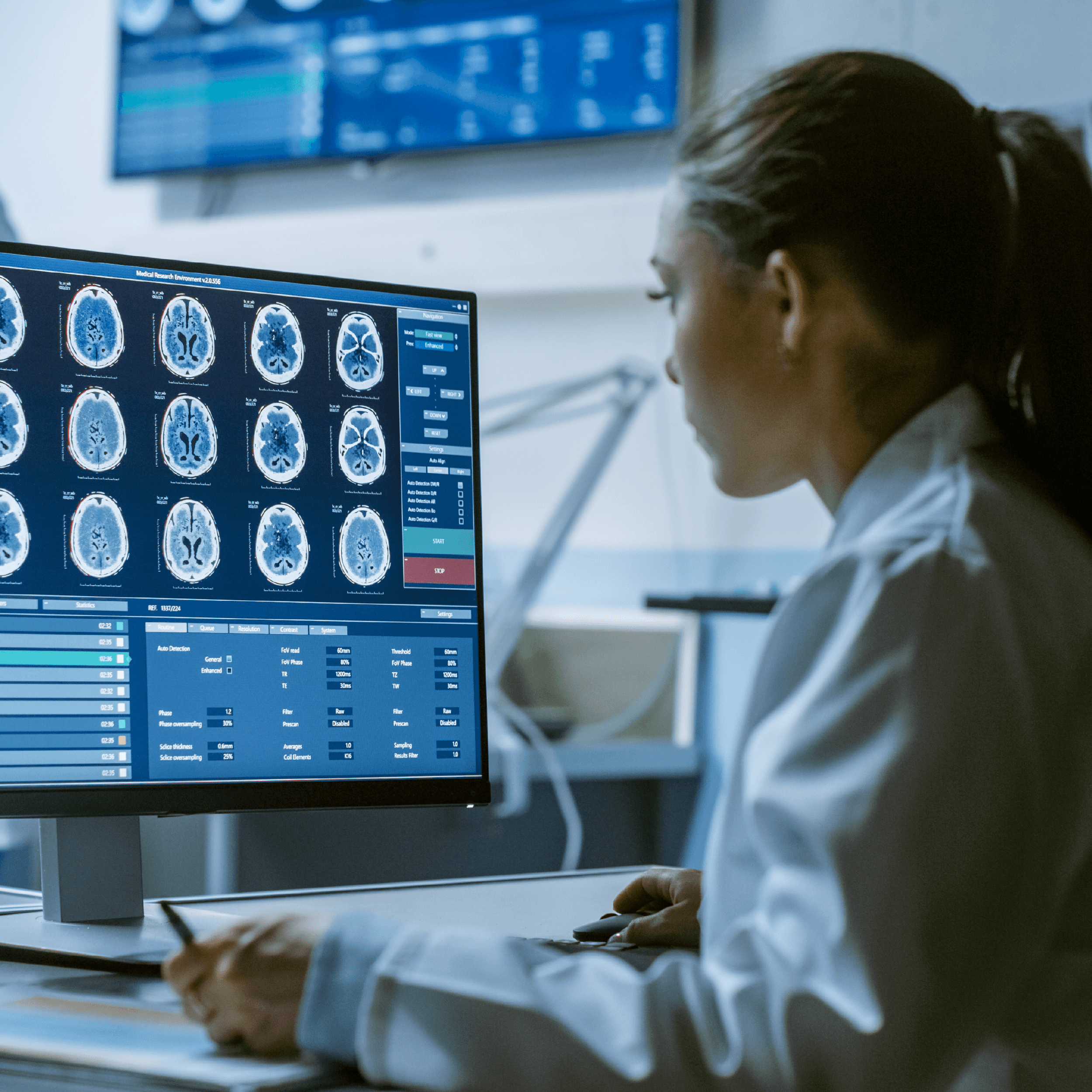 Radiologista analisando imagens médicas
